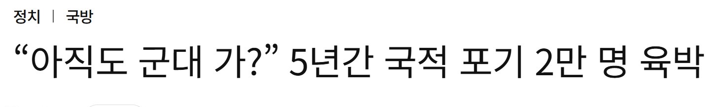 입영 회피를 위한 국적포기 보도 기사